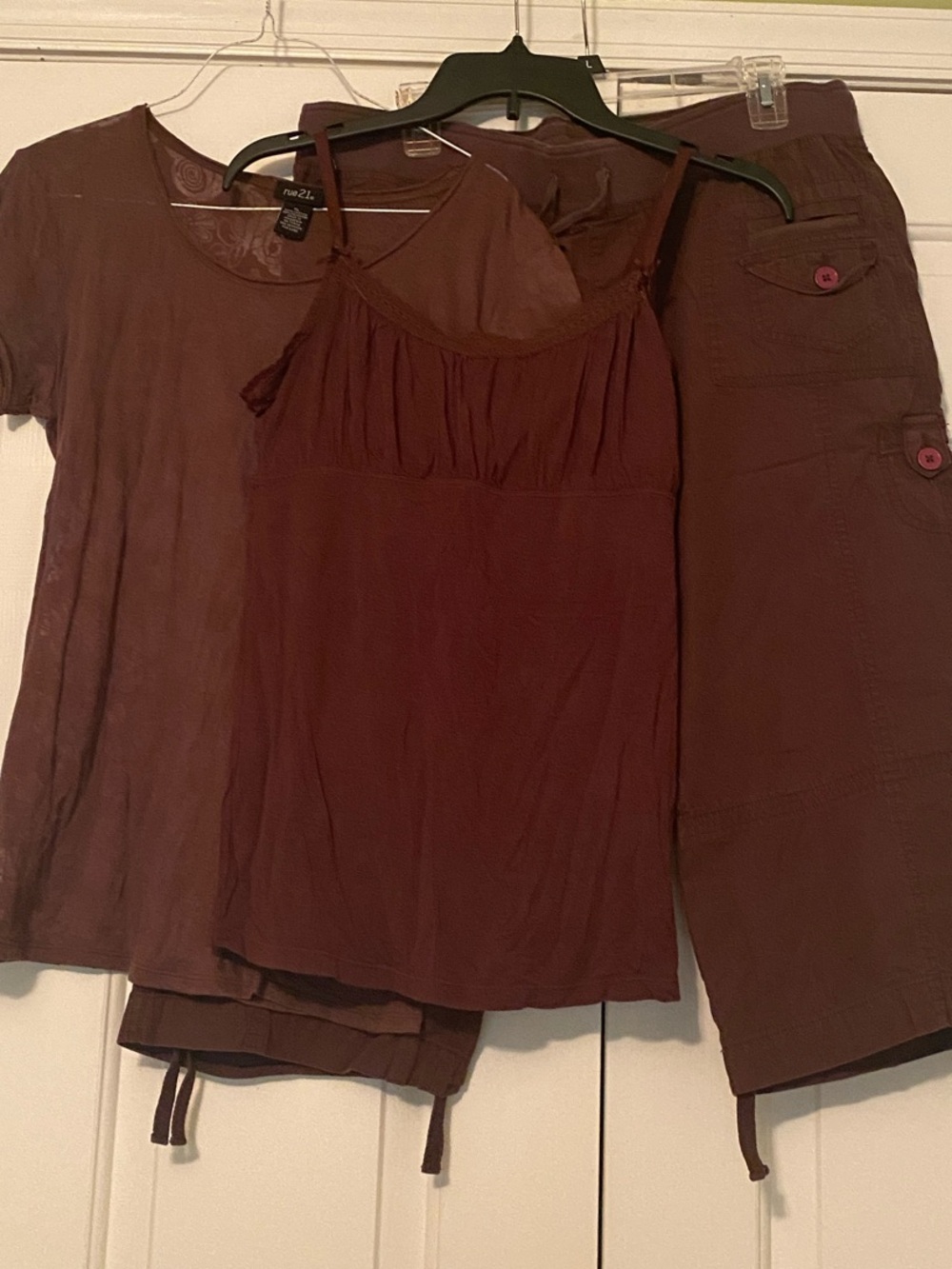 Aerie/Rue21 - 3 pc Bermuda pants, burnout tee, tank - size L/XL